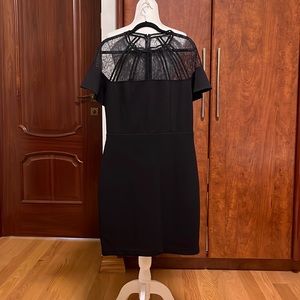 Little black dress with lace yoke